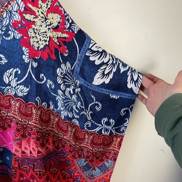 Desigual PERUGIA Boho floral embroidered Batwing v-neck flowy Blouse small - Picture 7 of 15